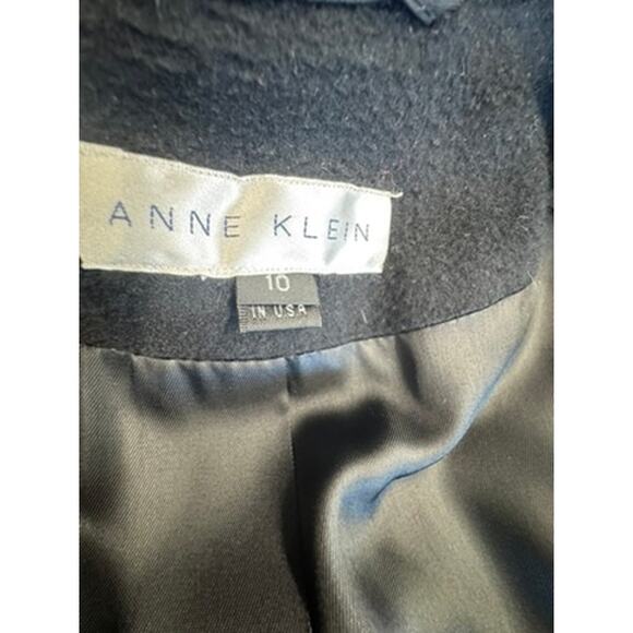 "ANNE KLEIN" Blk Elegant Trench Coat SZ 10 W Belt Cashmere & Wool Blend Money - Picture 5 of 16